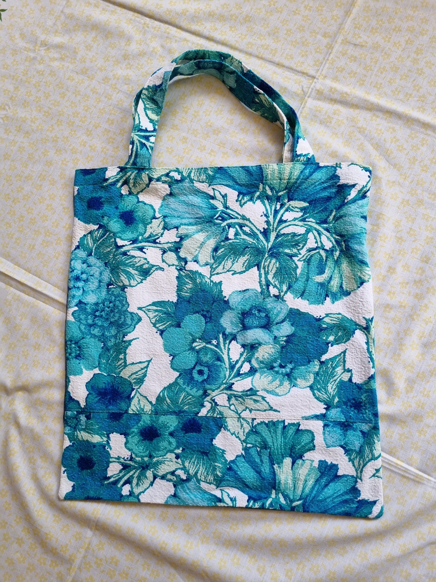 Floral Bark-Cloth Tote Bag