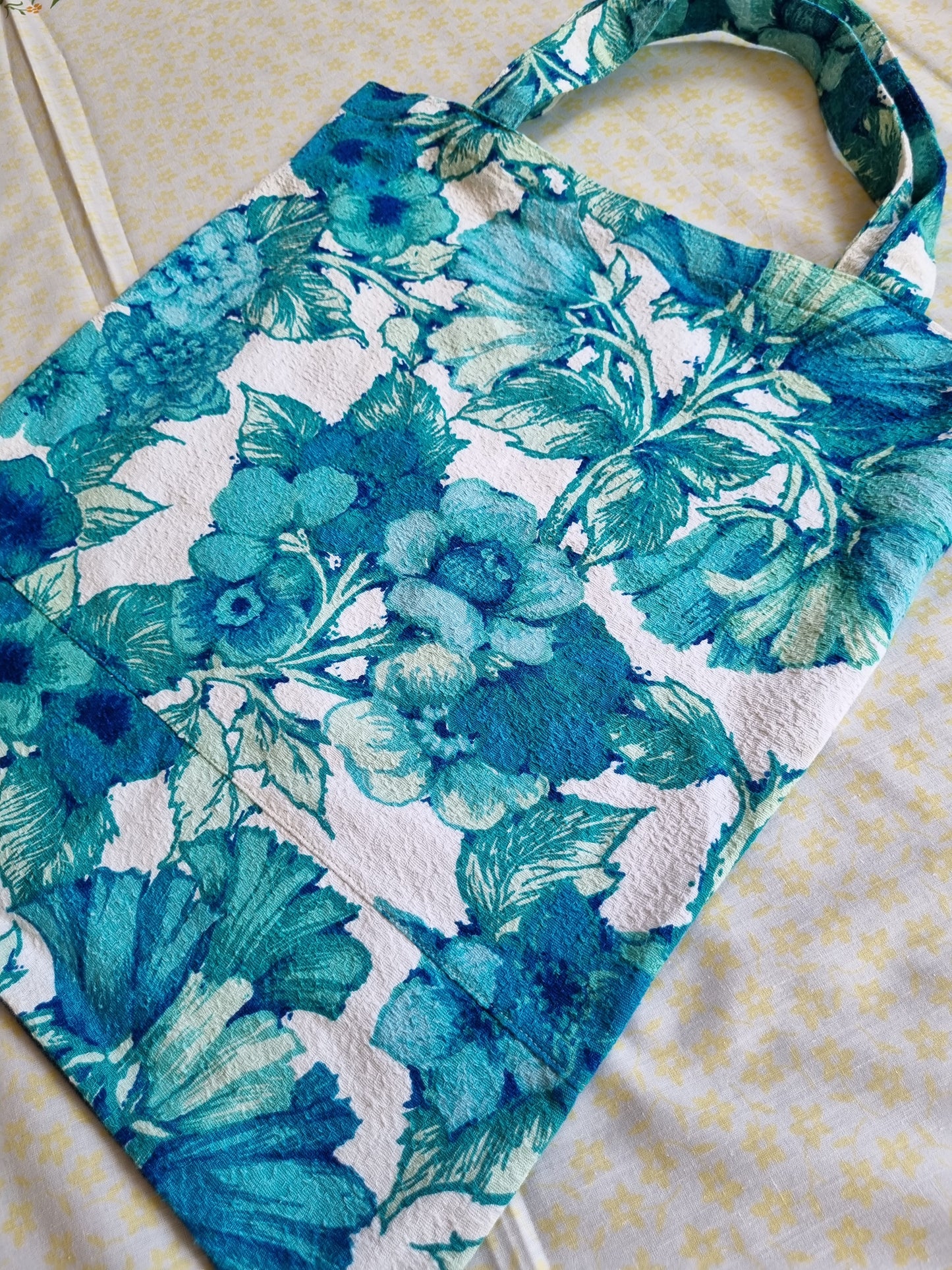 Floral Bark-Cloth Tote Bag