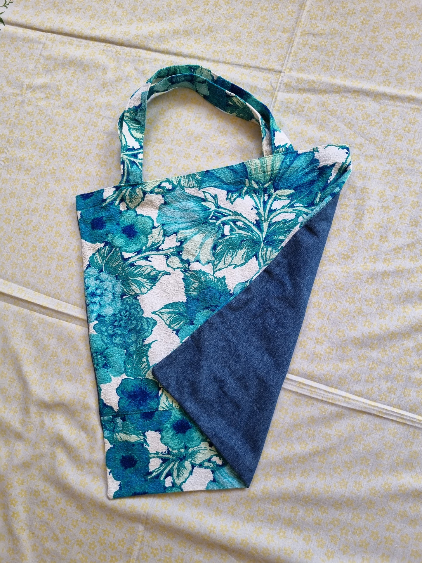 Floral Bark-Cloth Tote Bag