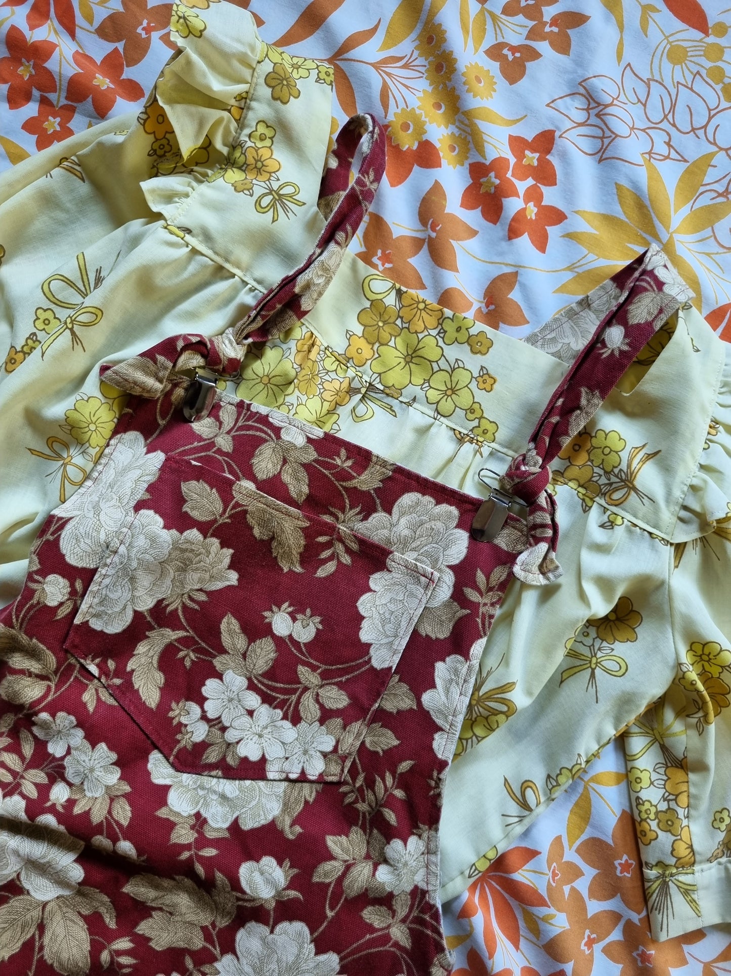 Retro Fabric Blouse - Yellow Floral (M)