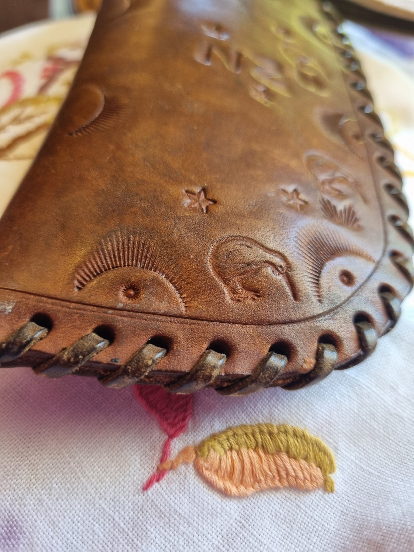 Kiwiana Tooled Leather Sunglass Pouch