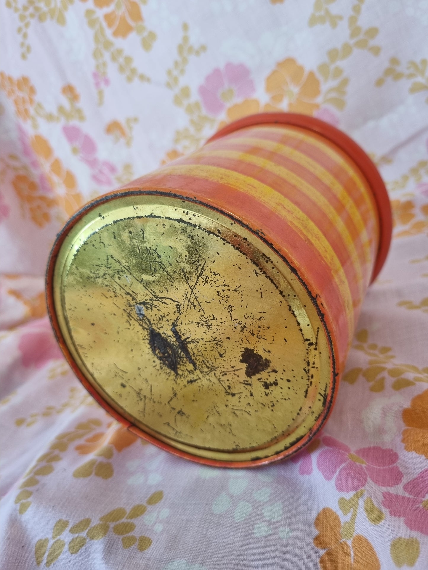 Vintage Tin - Orange Striped Cannister