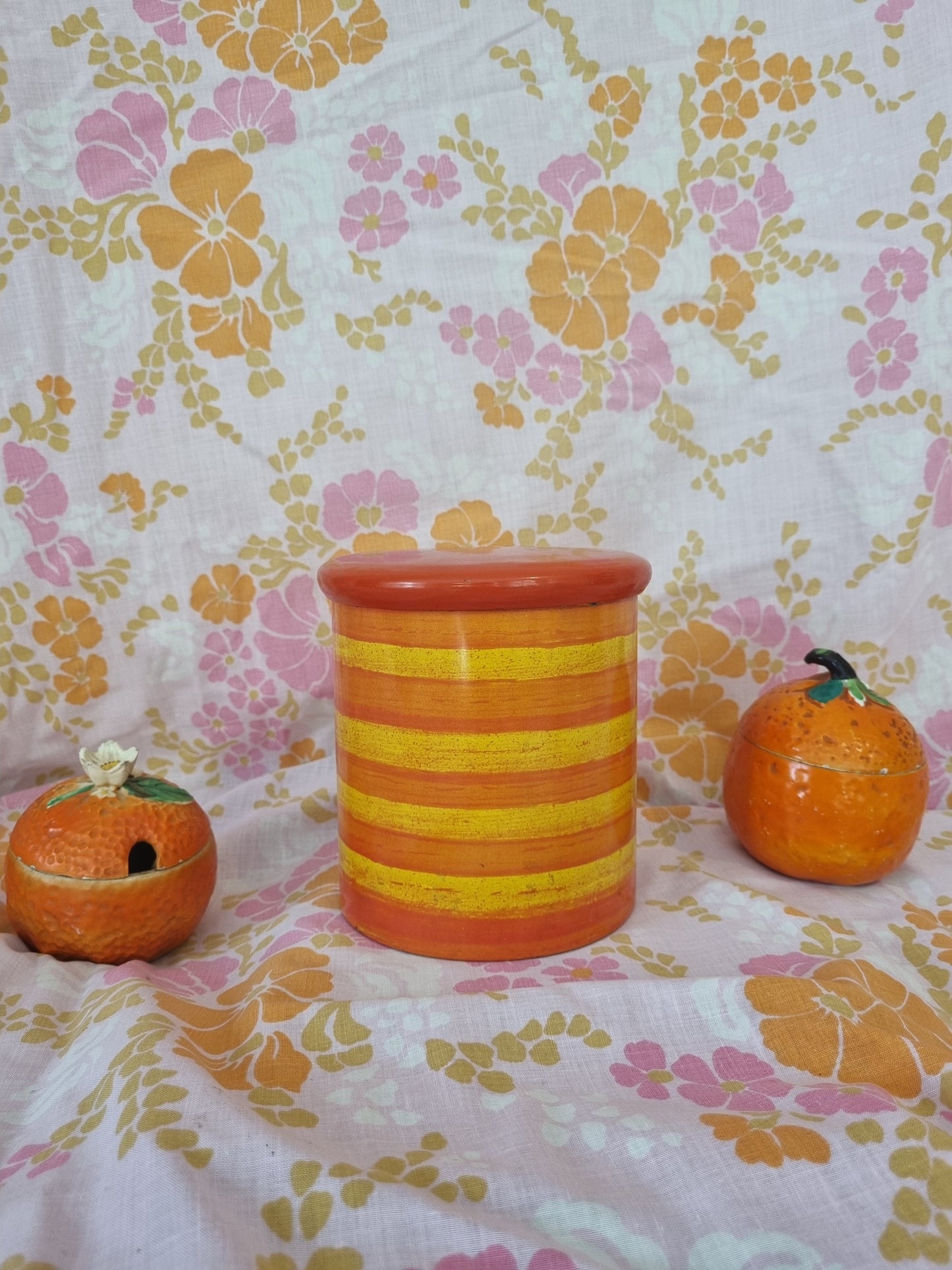 Vintage Tin - Orange Striped Cannister
