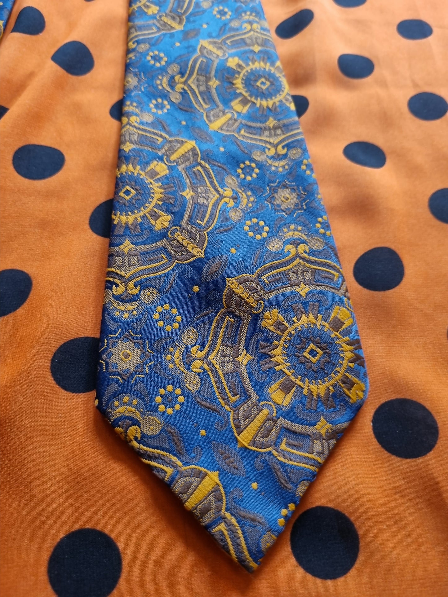 Vintage Tie - Blue and Orange Patterns