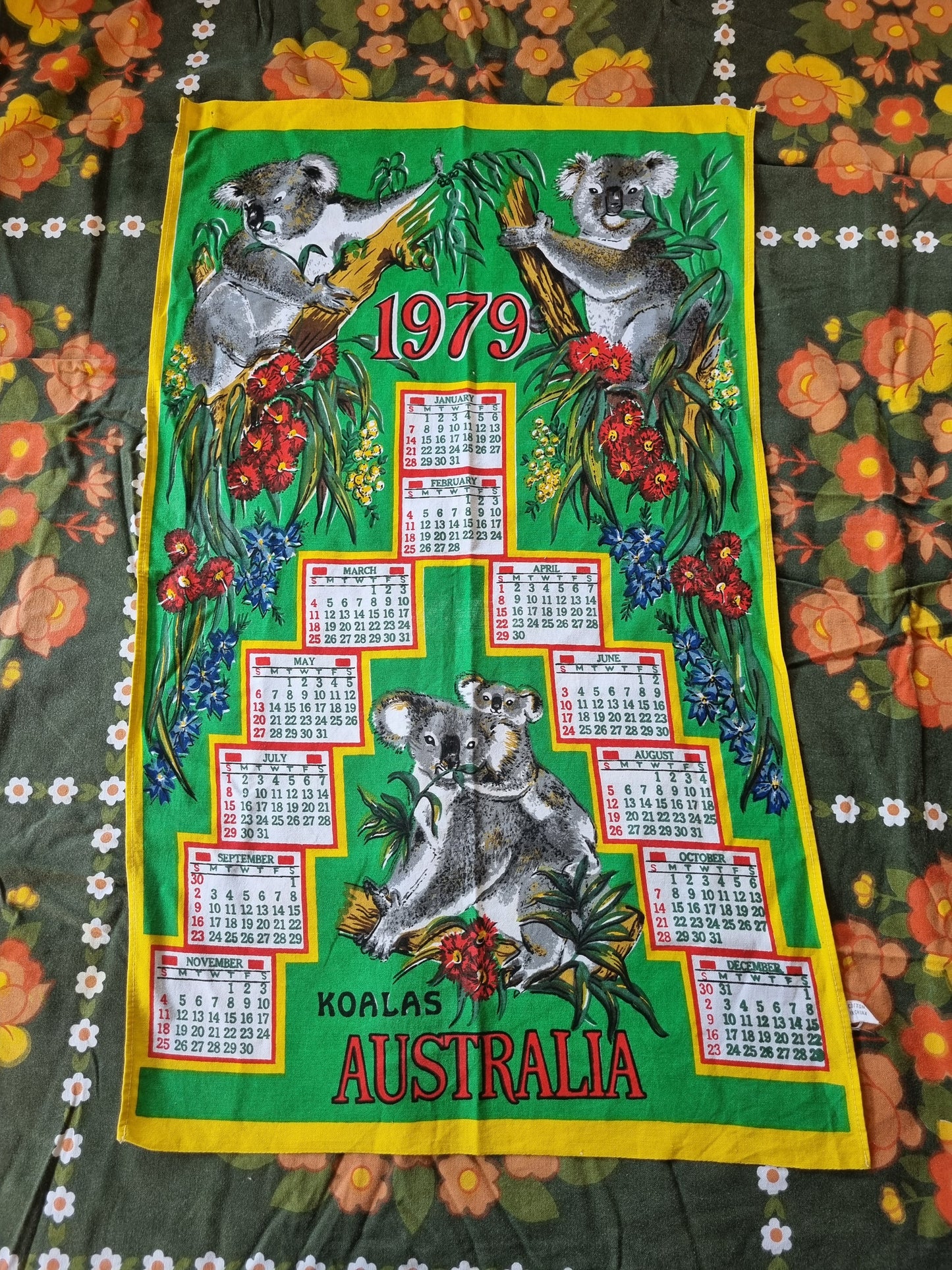 Vintage Tea Towel - Australia Koalas 1979