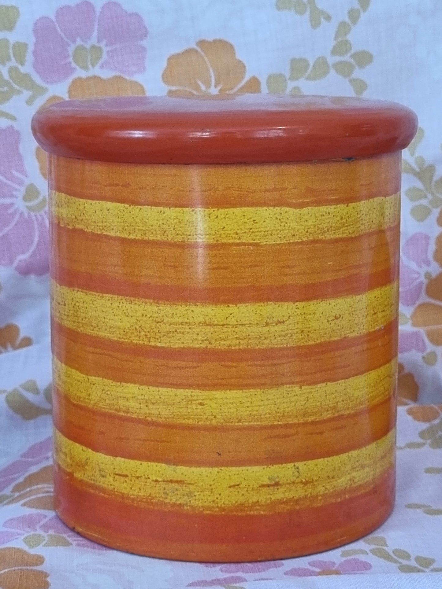Vintage Tin - Orange Striped Cannister
