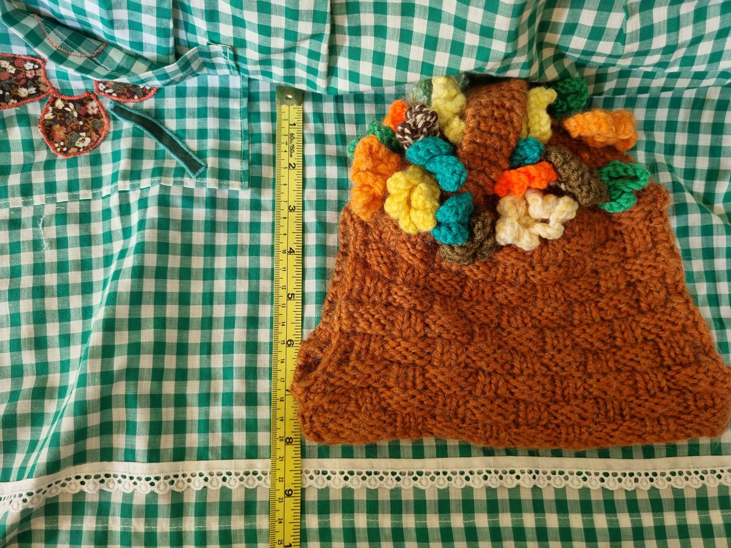 Handknit Tea Cosy With Flowers - Regular Size