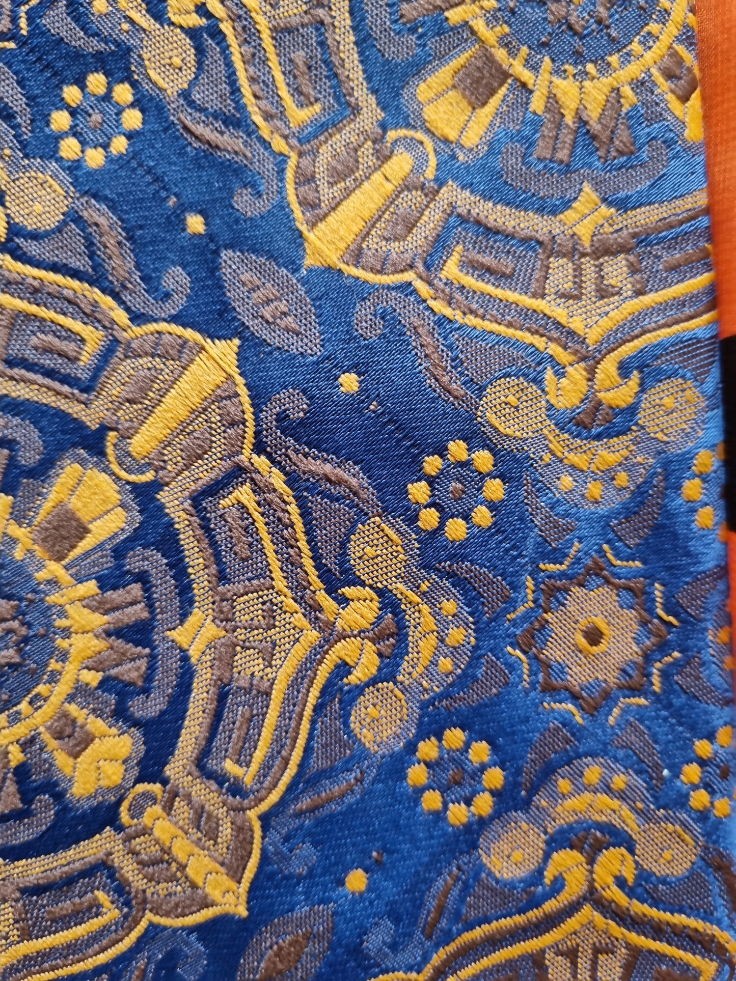 Vintage Tie - Blue and Orange Patterns