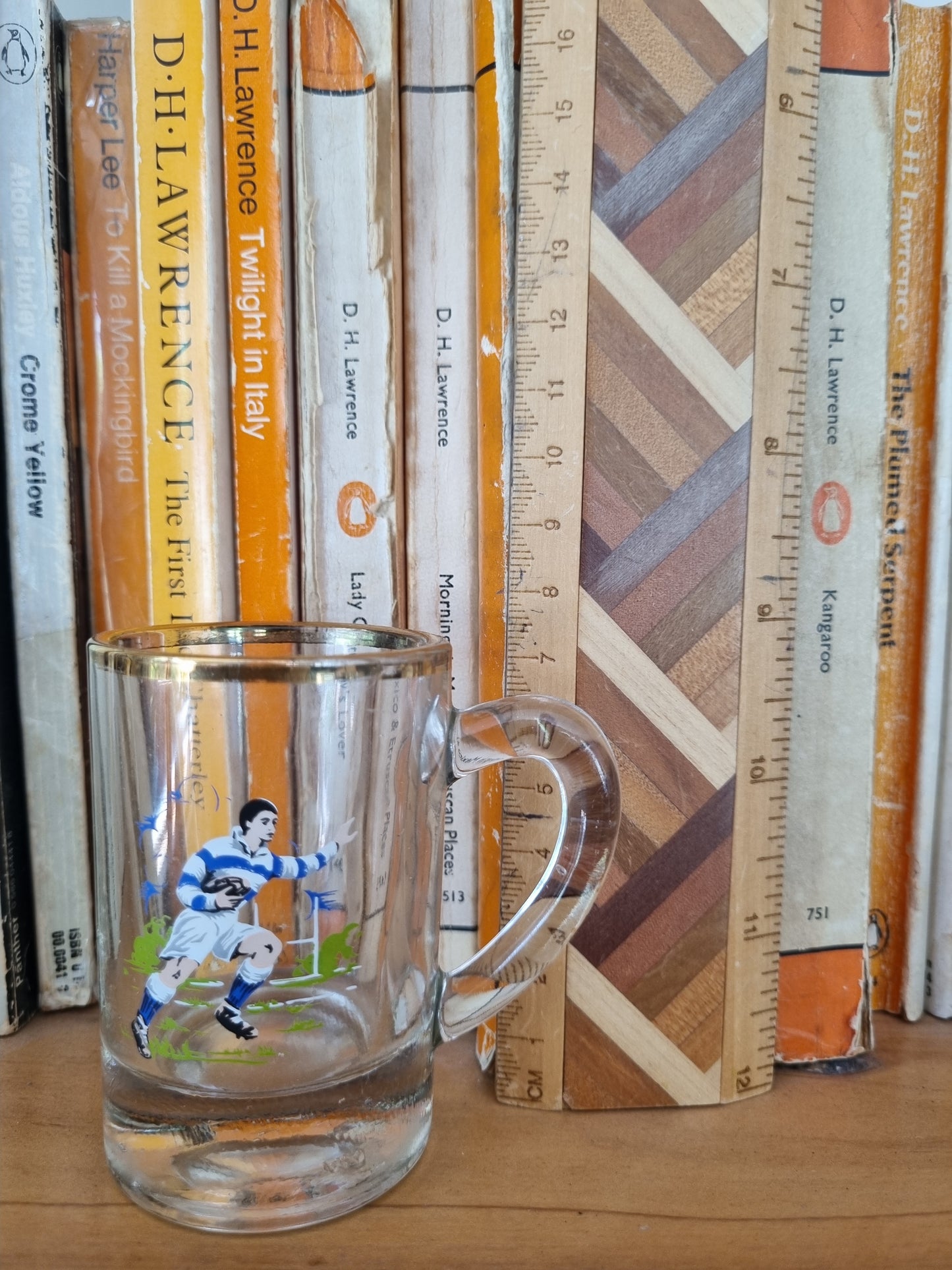 Vintage Drinking Glass - Rugby Theme