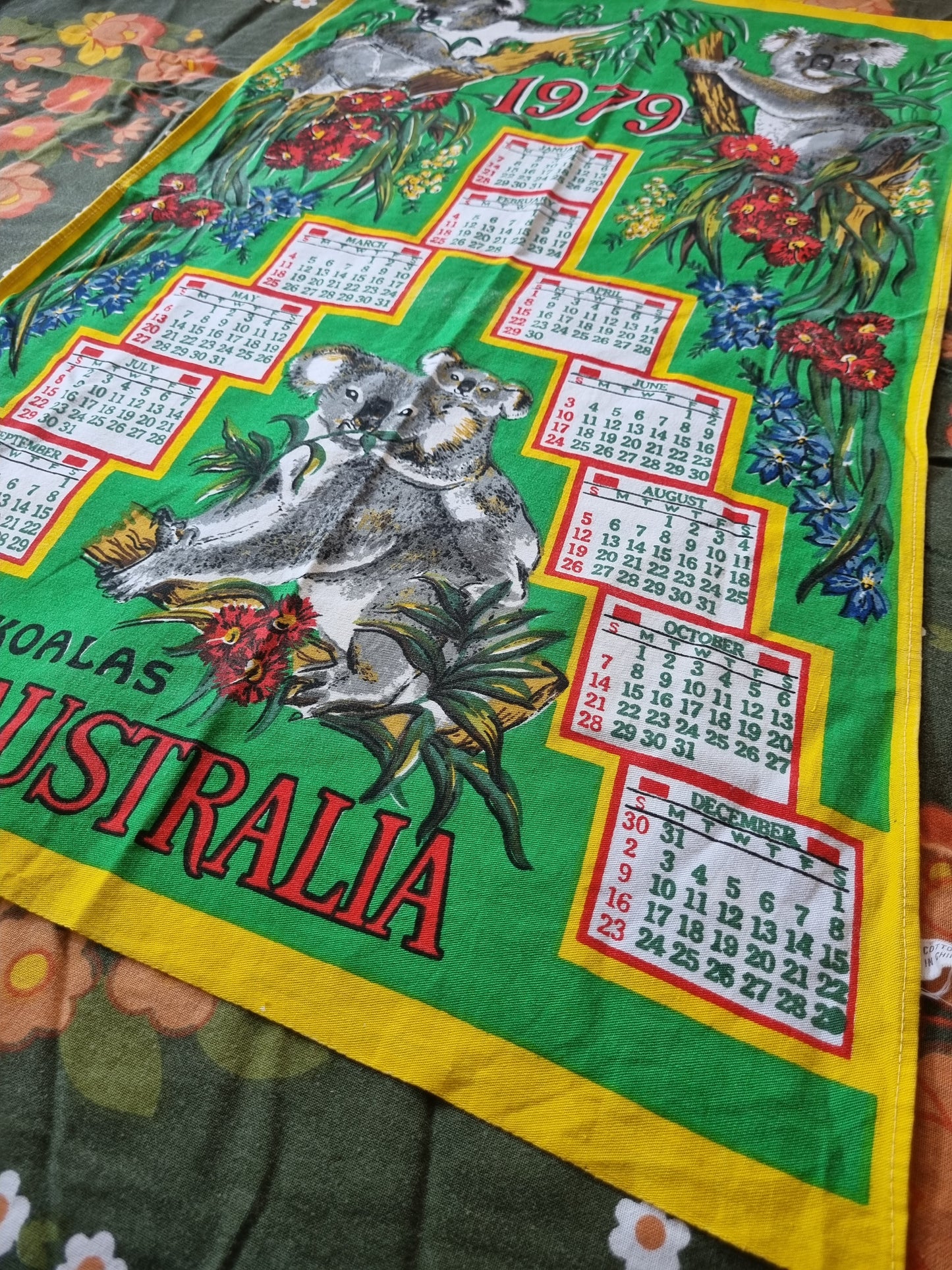 Vintage Tea Towel - Australia Koalas 1979