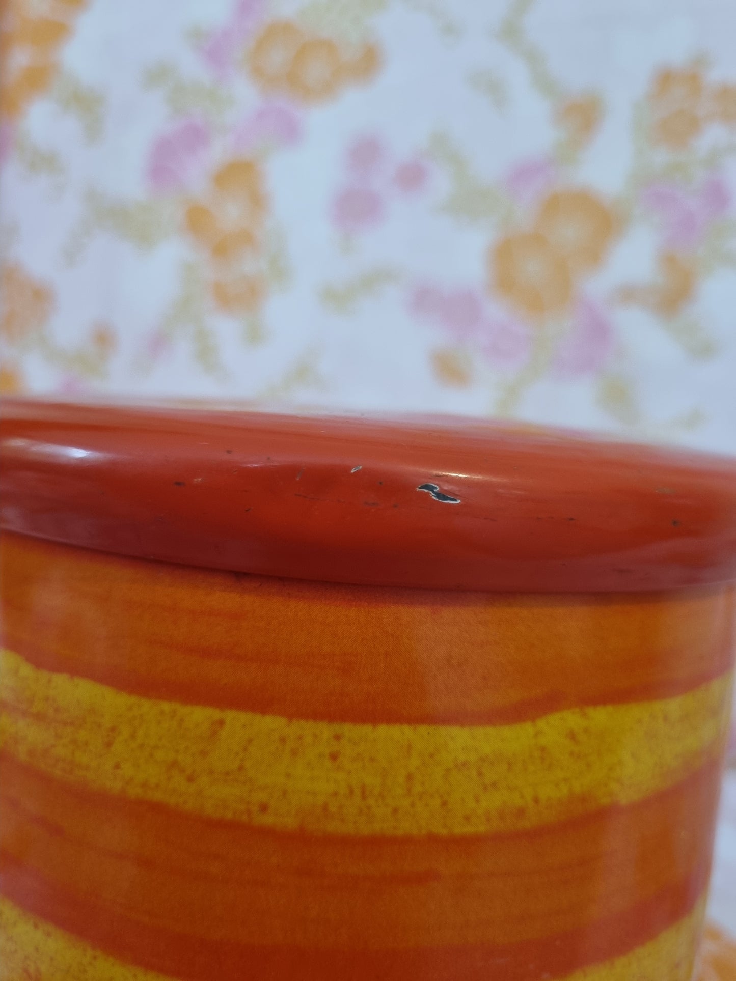 Vintage Tin - Orange Striped Cannister