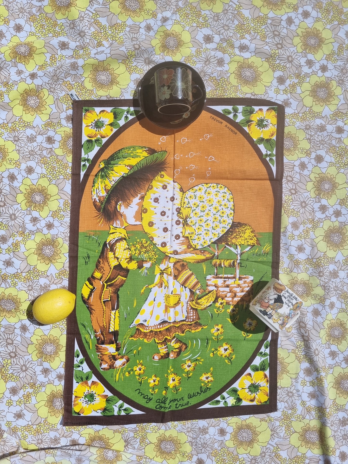 Vintage Teatowel - 'Hobbie' Style Illustration