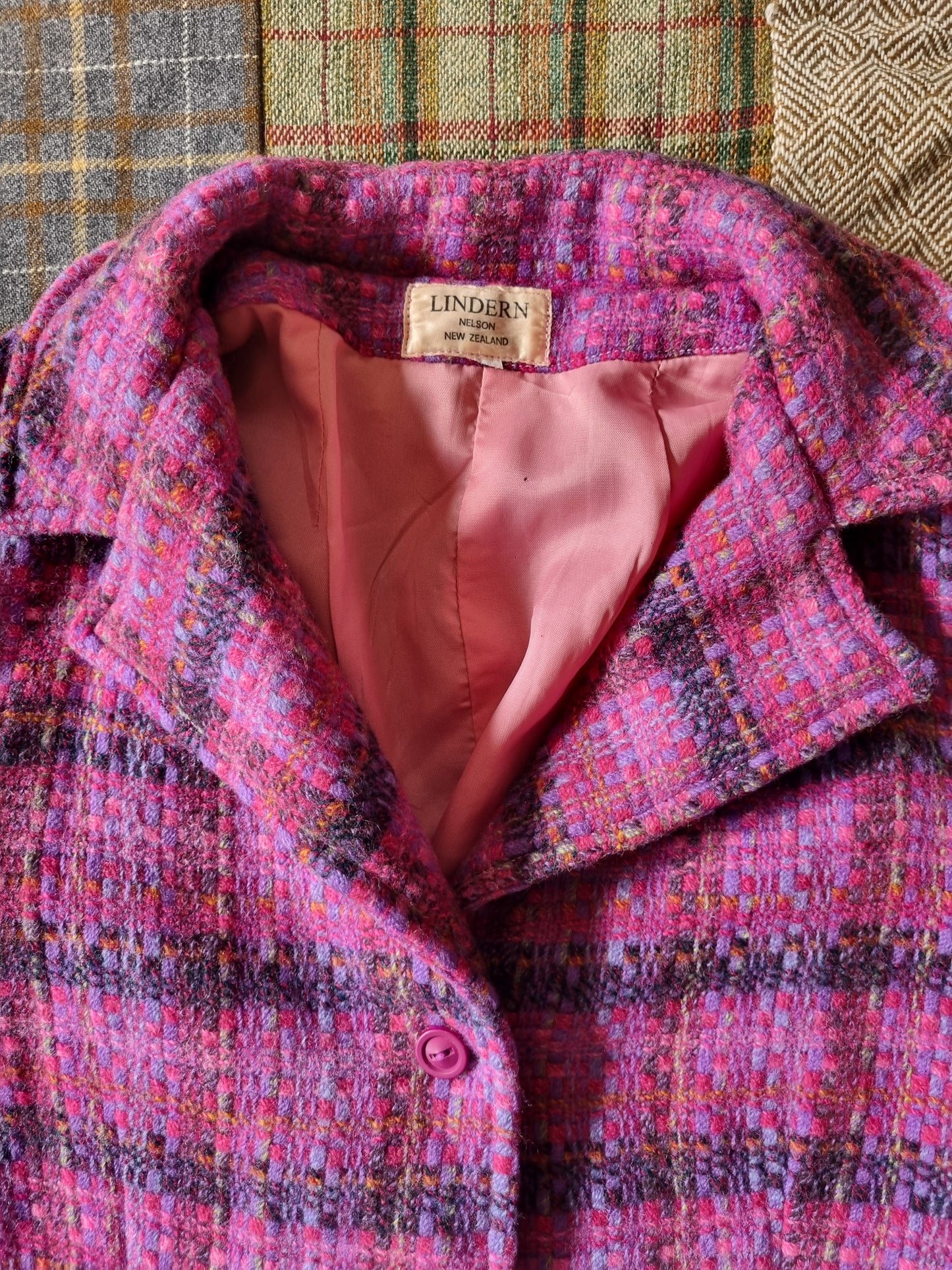 Pink Plaid Vintage Tweed Blazer