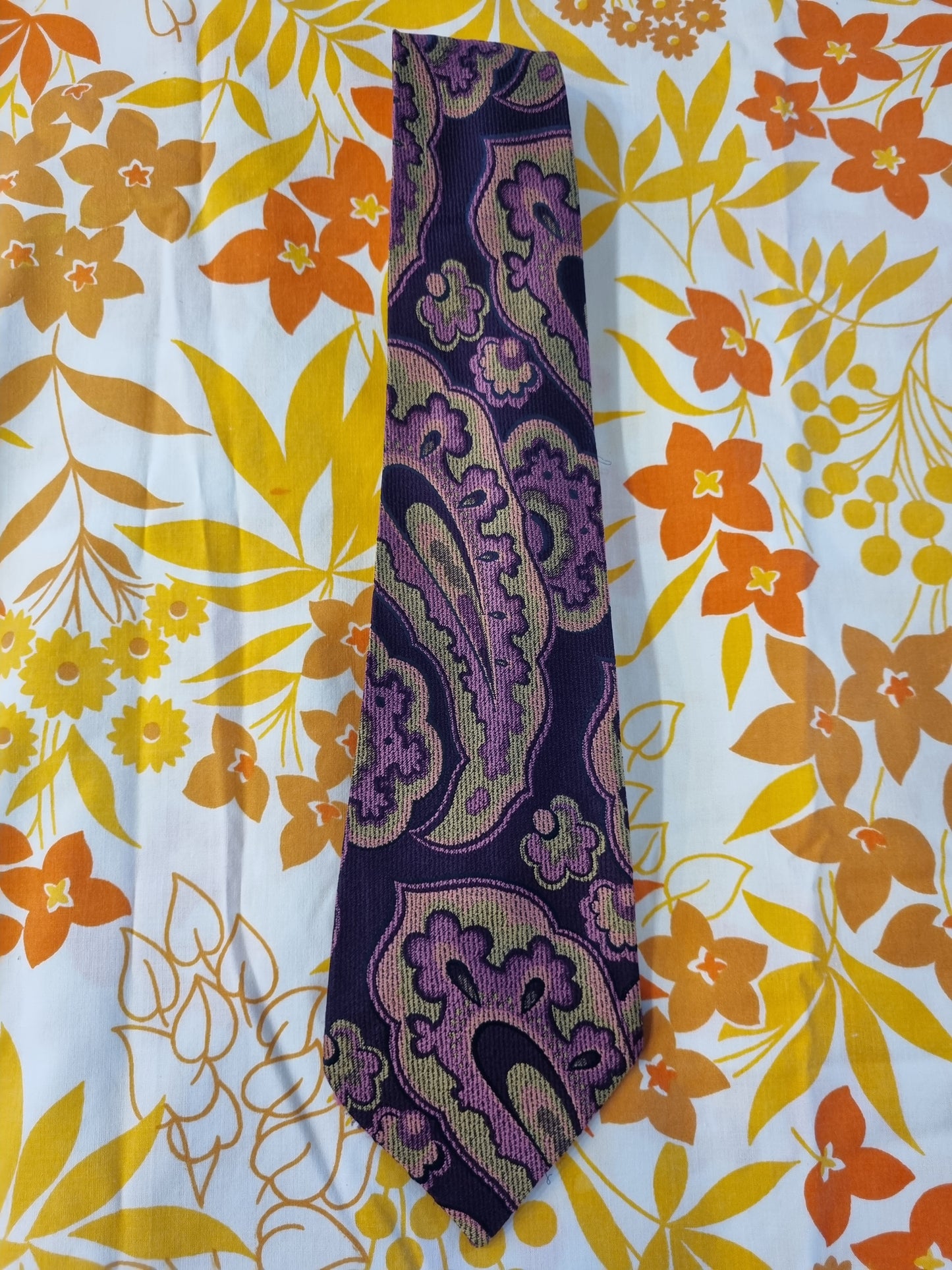 Vintage Tie - Sander 'Trevira' - Purple Paisley