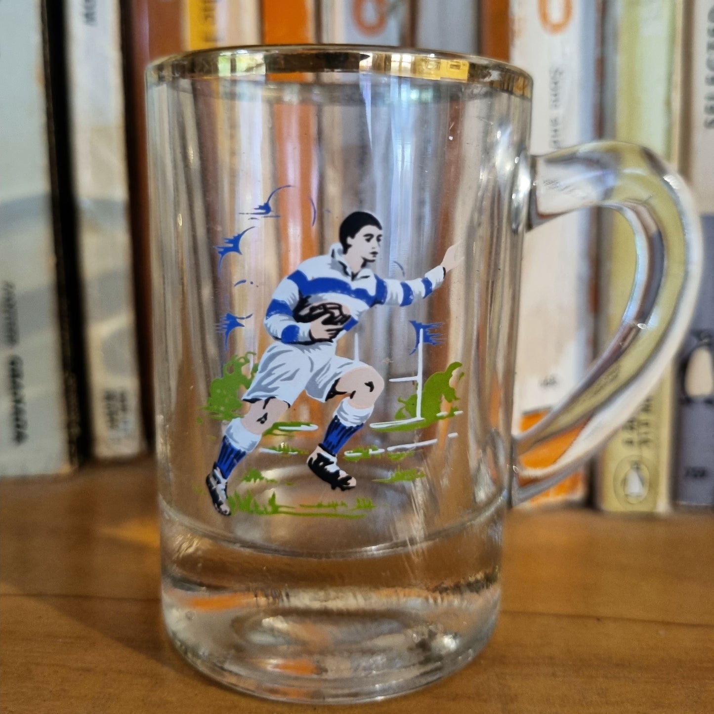 Vintage Drinking Glass - Rugby Theme