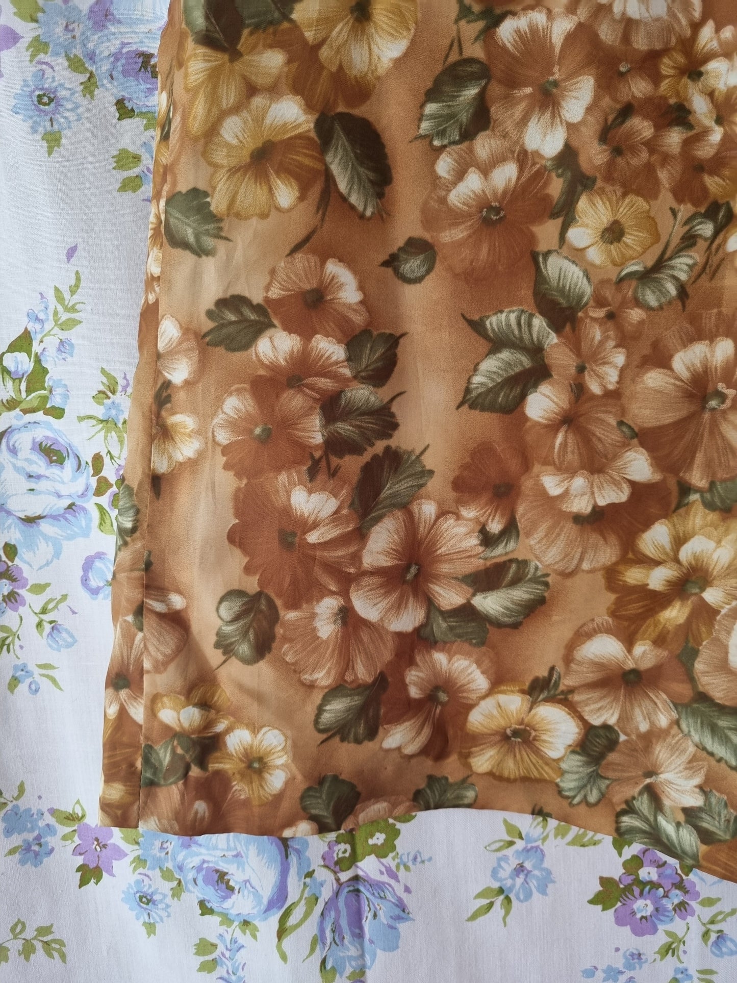 1960s Dress - Brown Floral (S)