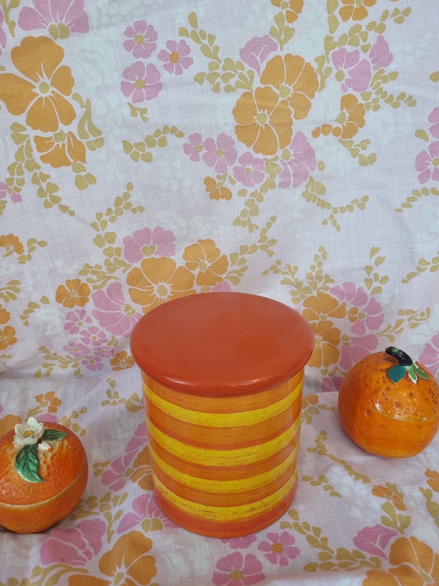 Vintage Tin - Orange Striped Cannister