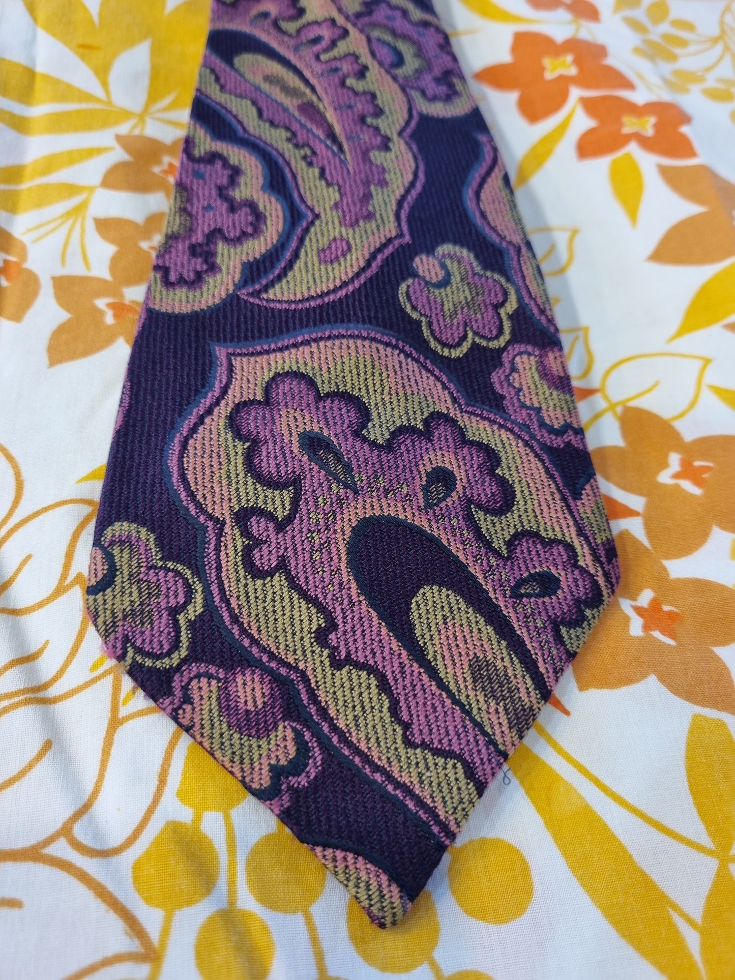 Vintage Tie - Sander 'Trevira' - Purple Paisley
