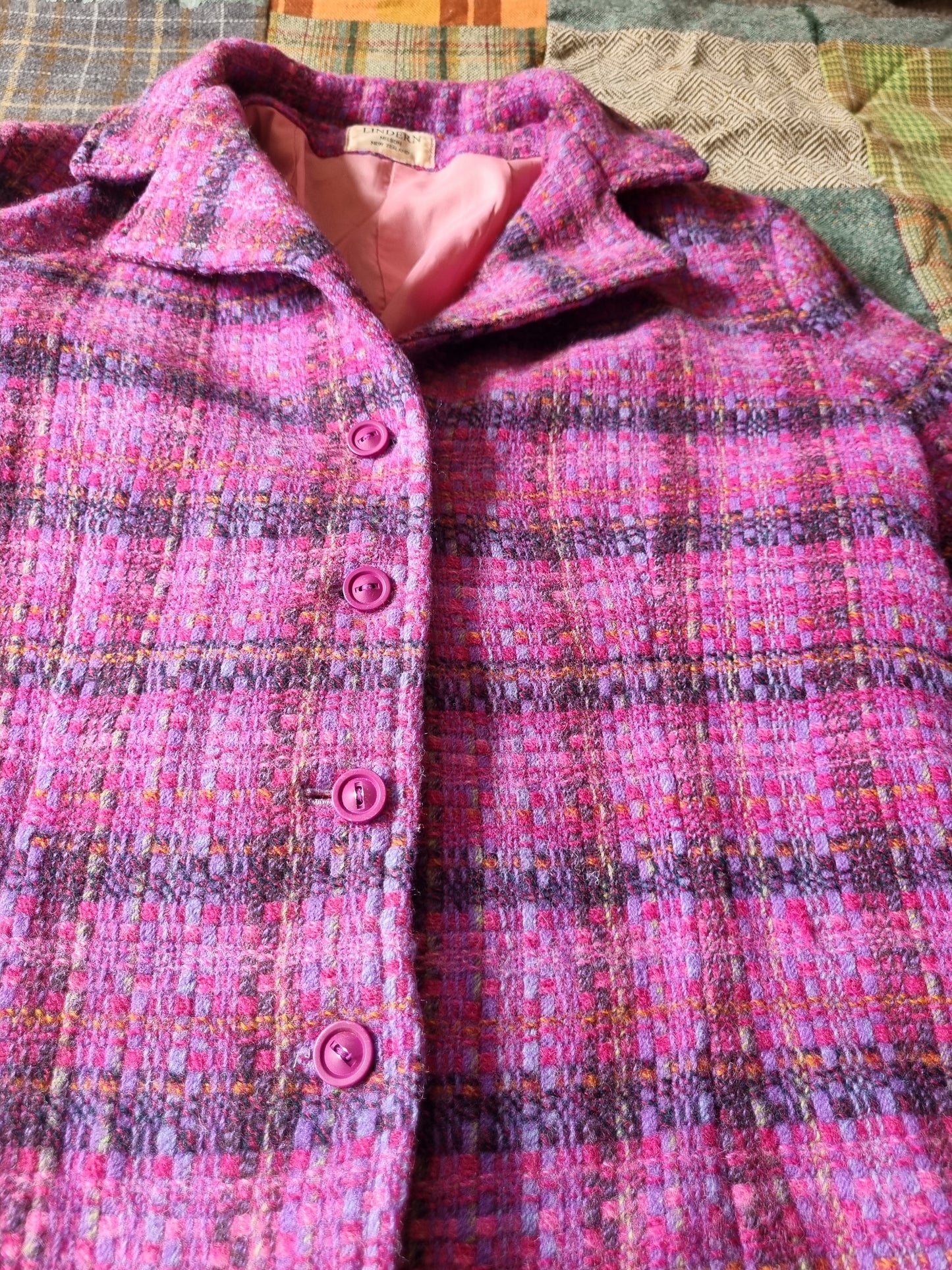 Pink Plaid Vintage Tweed Blazer