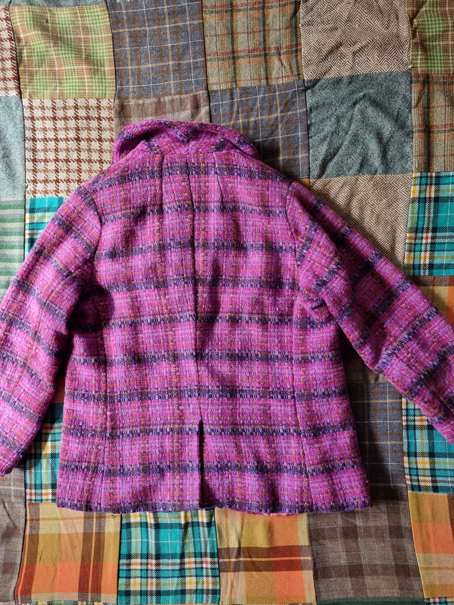 Pink Plaid Vintage Tweed Blazer