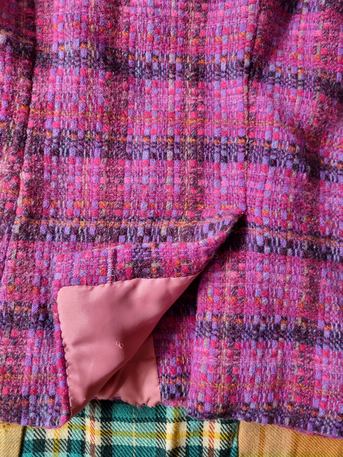 Pink Plaid Vintage Tweed Blazer