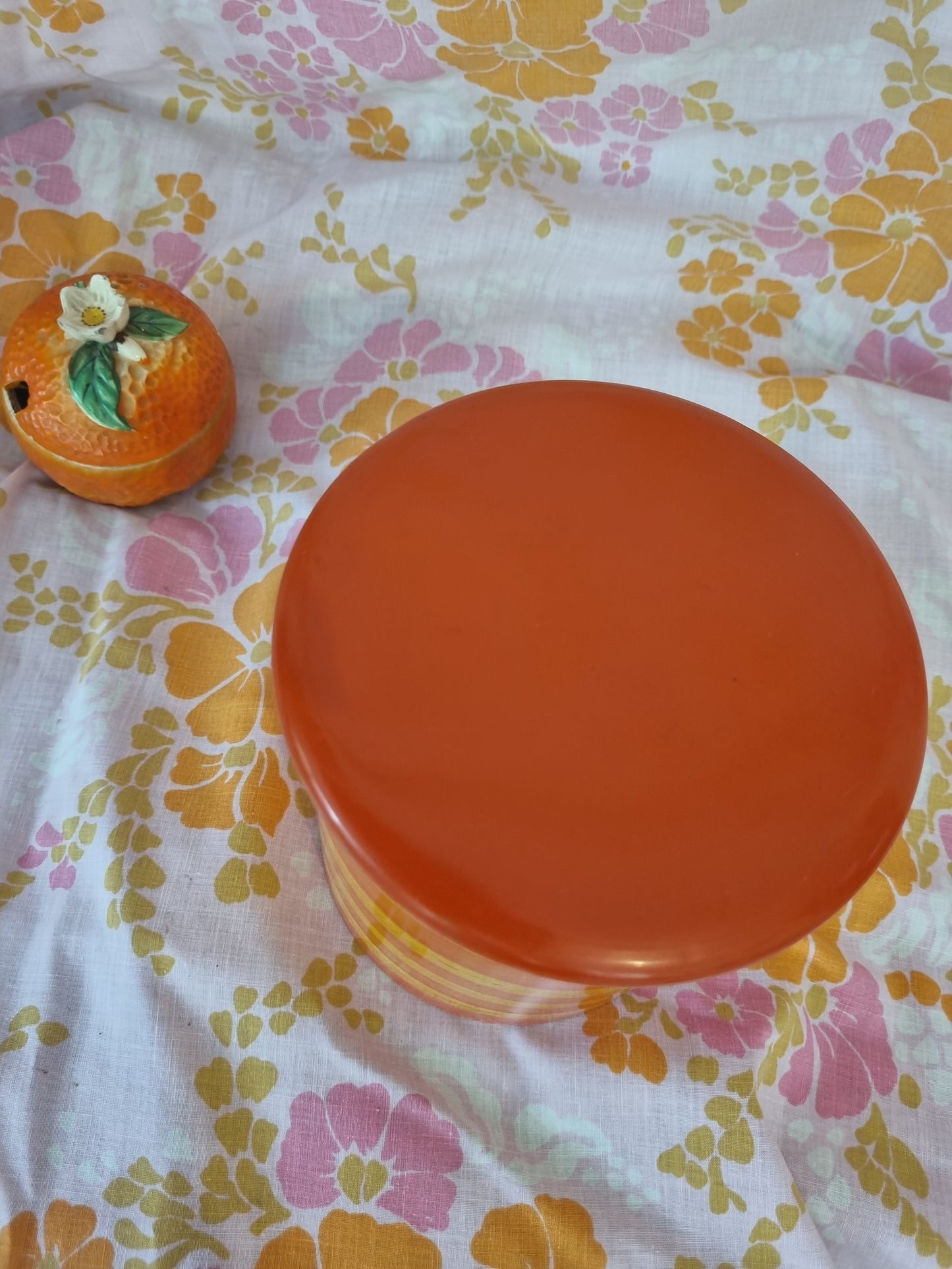 Vintage Tin - Orange Striped Cannister