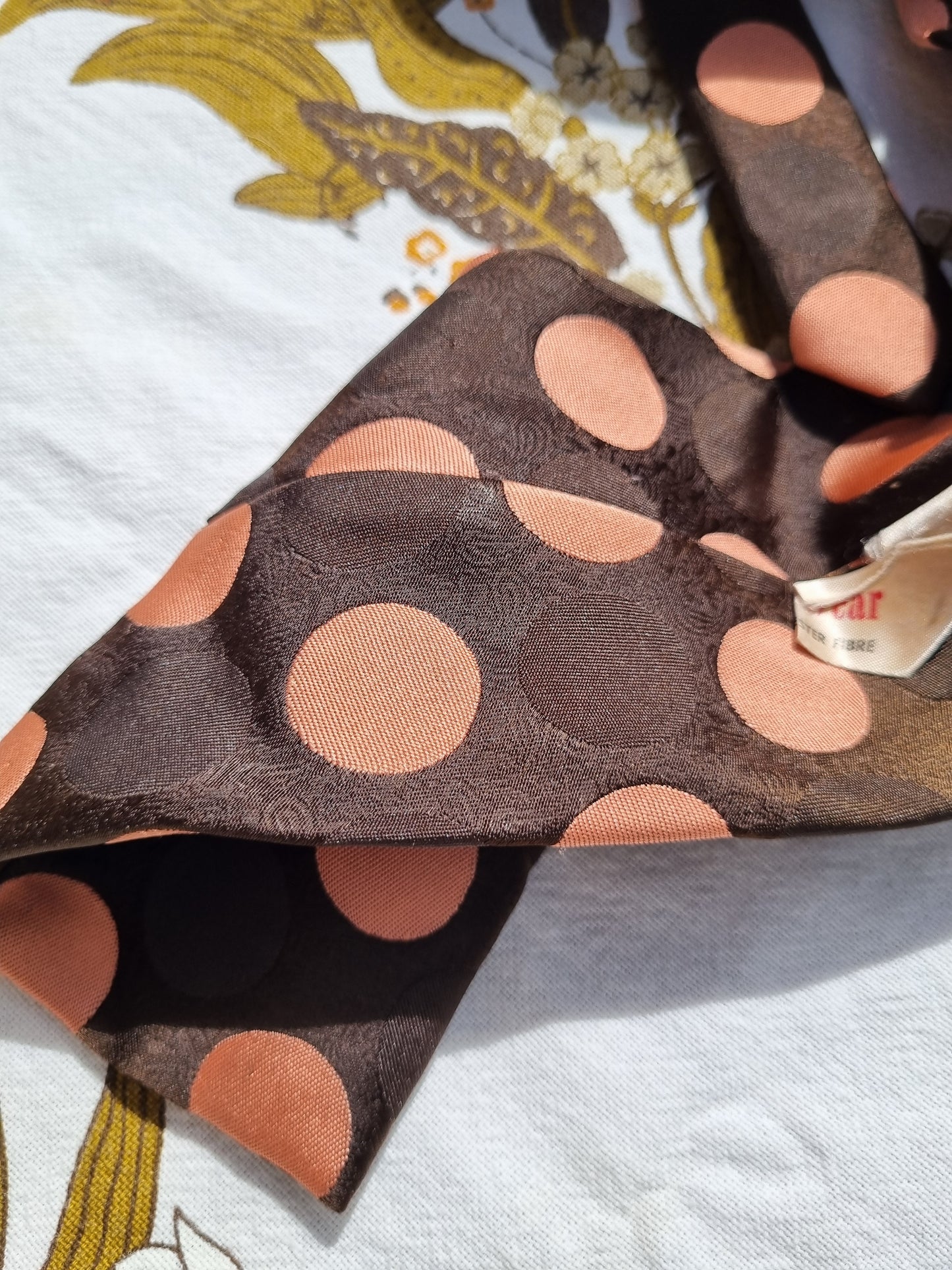 Brown and Peach Polkadot Tie