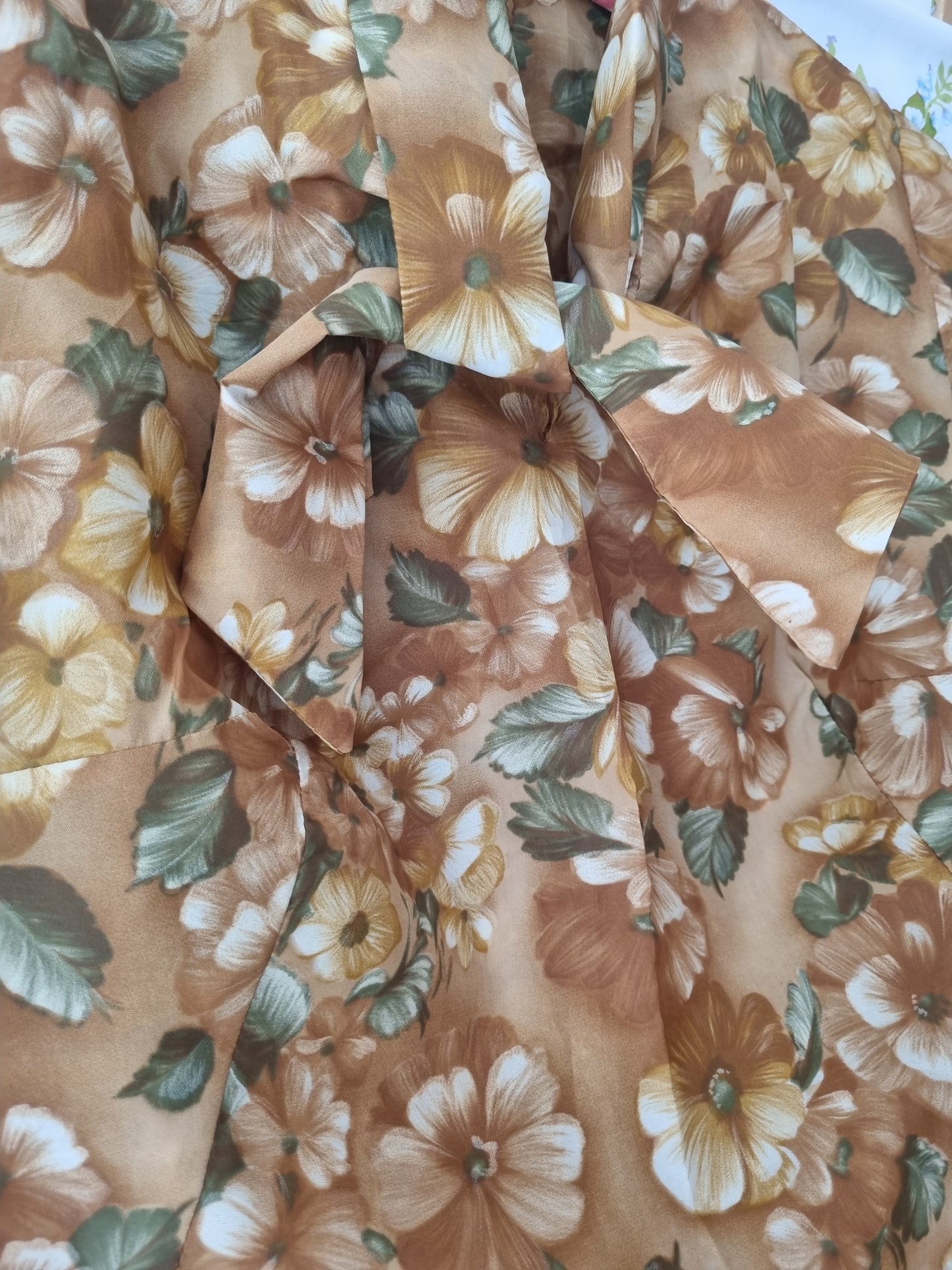 1960s Dress - Brown Floral (S)