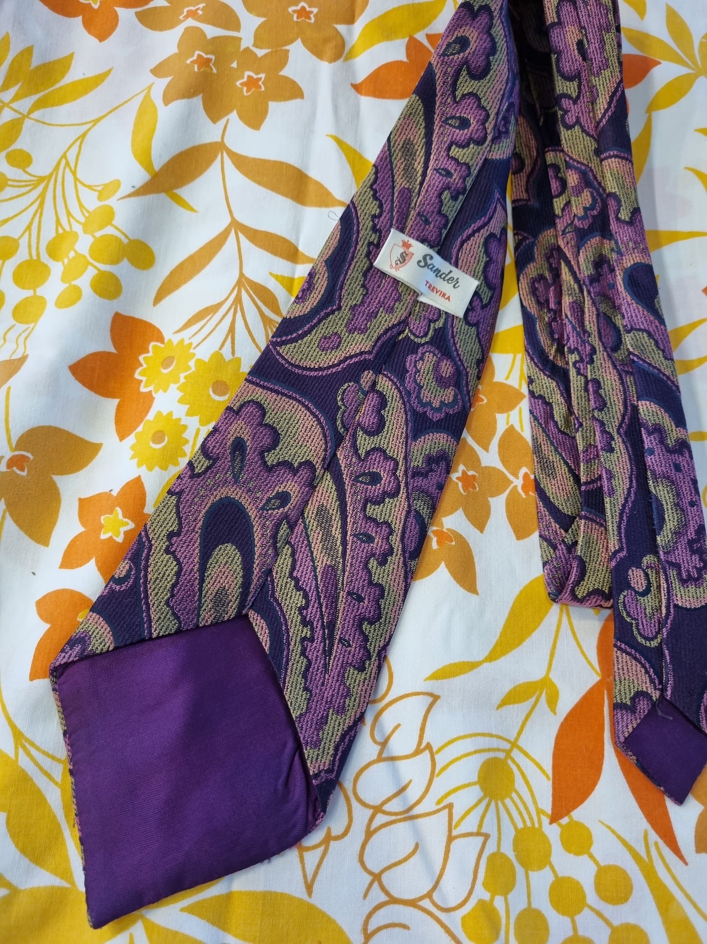 Vintage Tie - Sander 'Trevira' - Purple Paisley