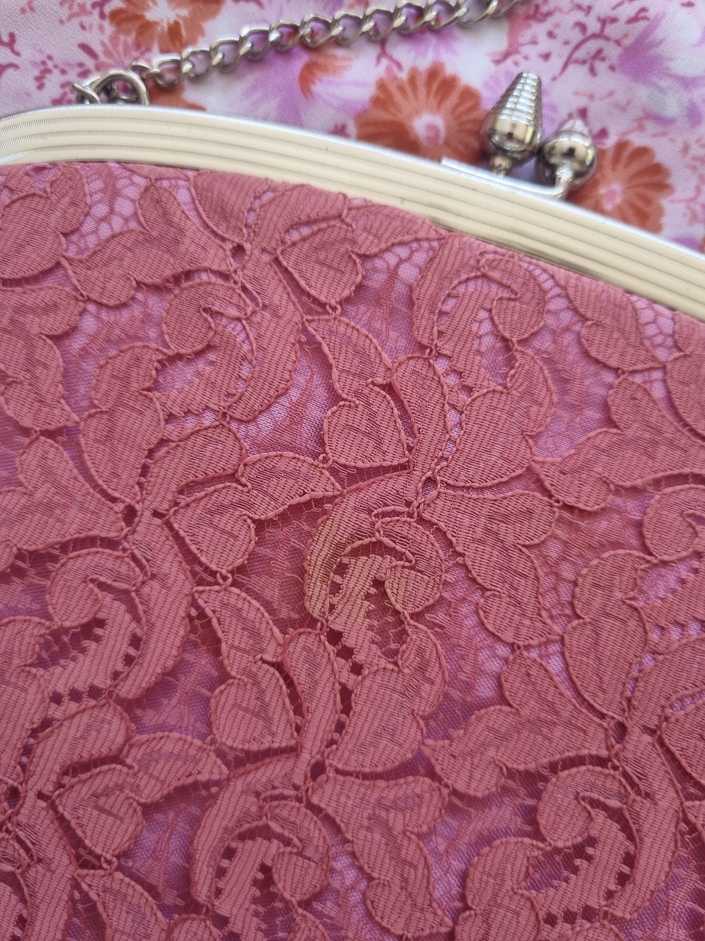Vintage Purse - Dusky Pink Lace