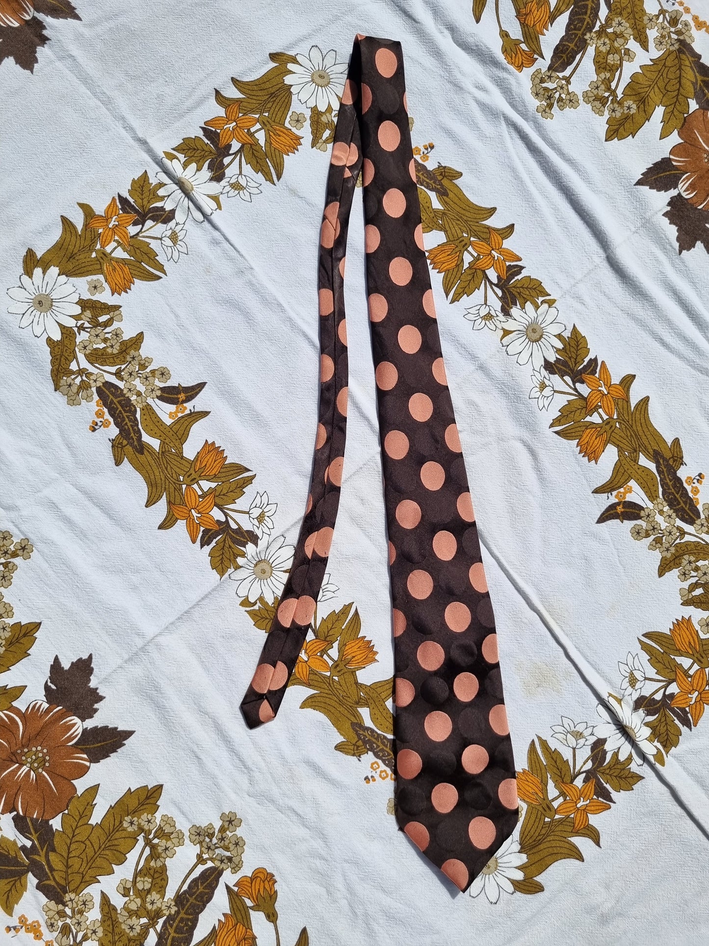Brown and Peach Polkadot Tie