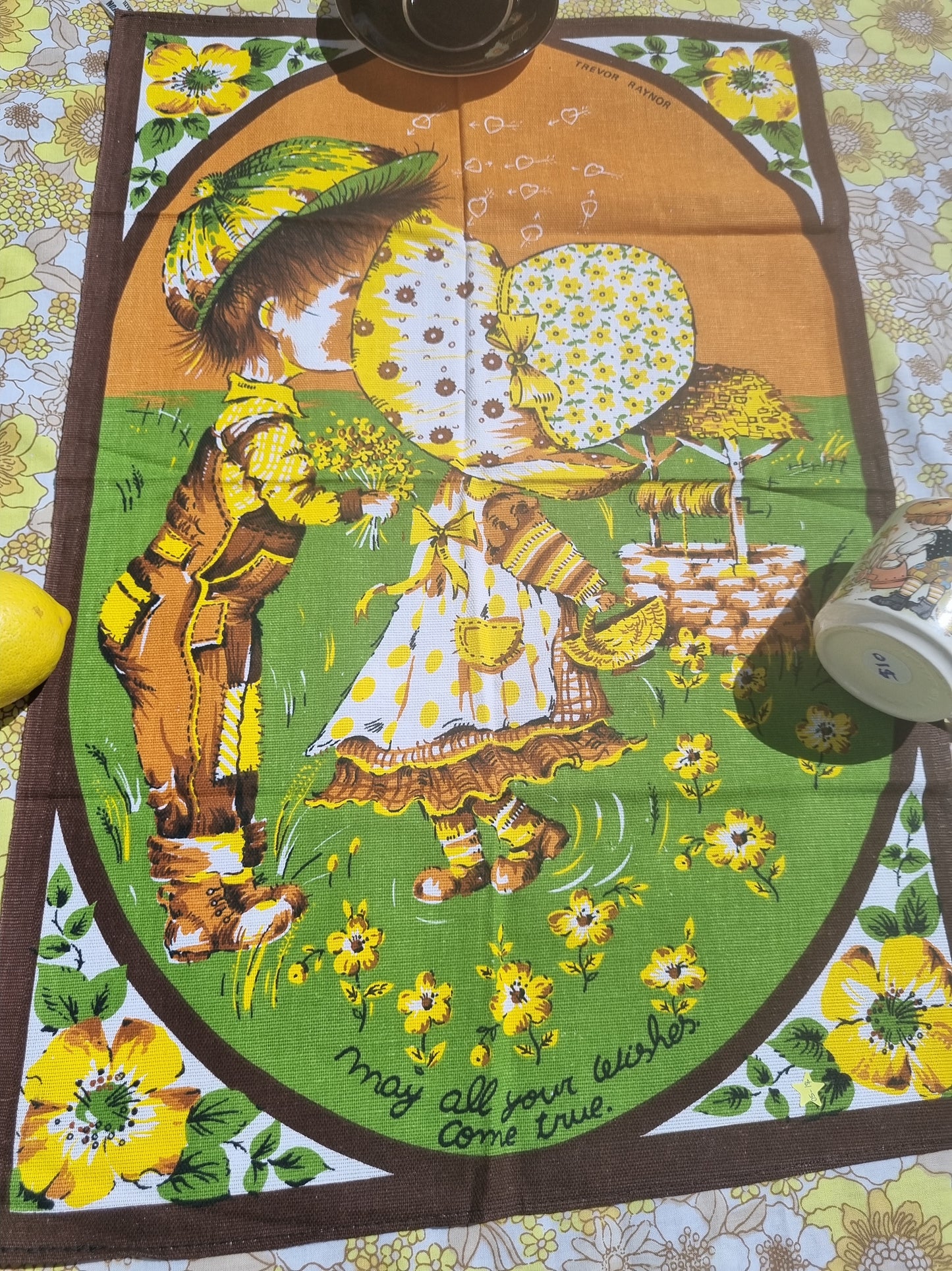 Vintage Teatowel - 'Hobbie' Style Illustration