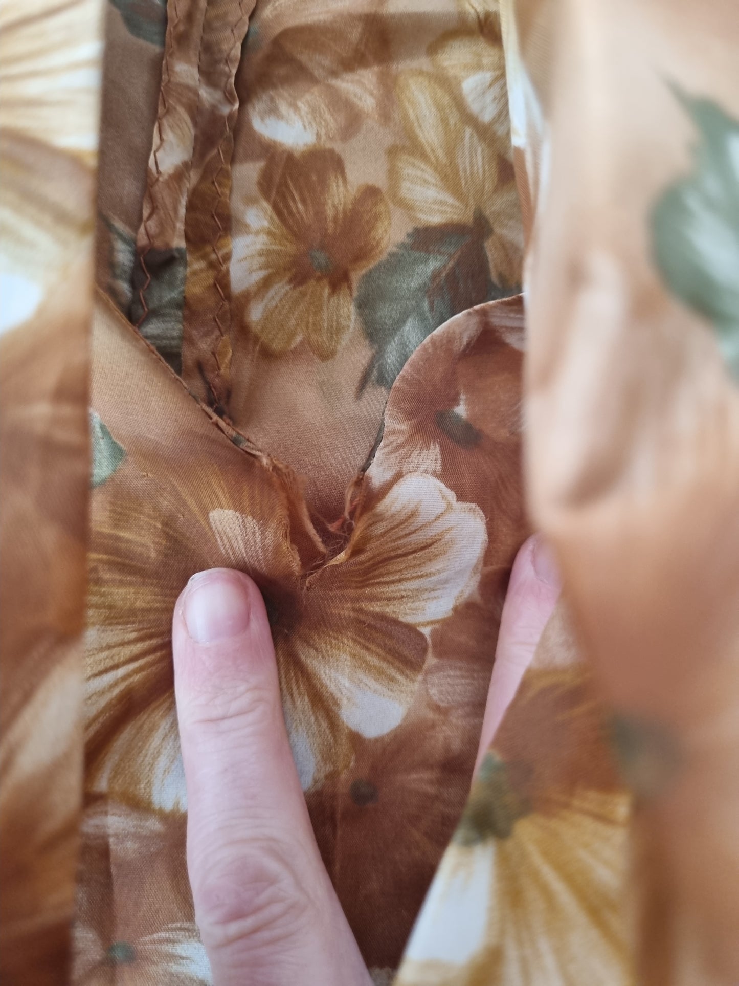 1960s Dress - Brown Floral (S)