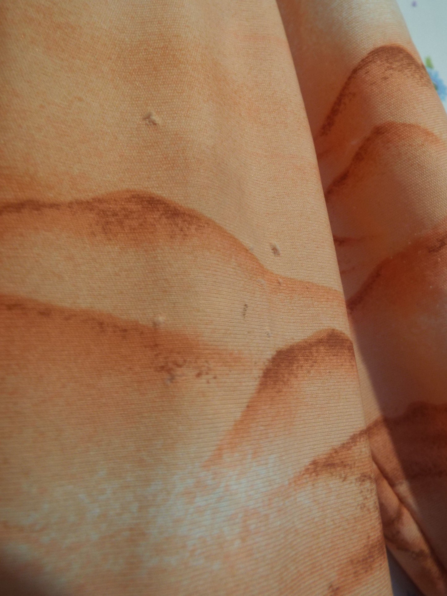 Close-up of typical wear-and-tear of 1970s Maxi Dress with Ducks (S-M).