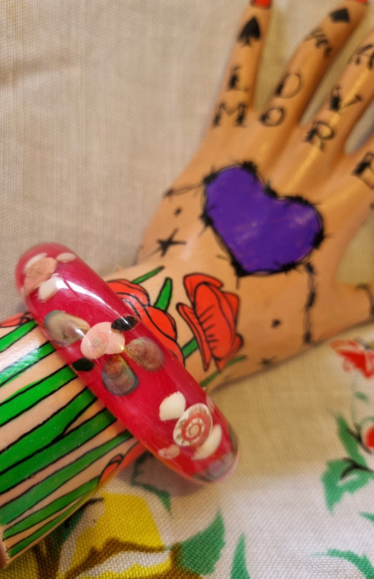 Pink Bangle With Shells (Small Size)