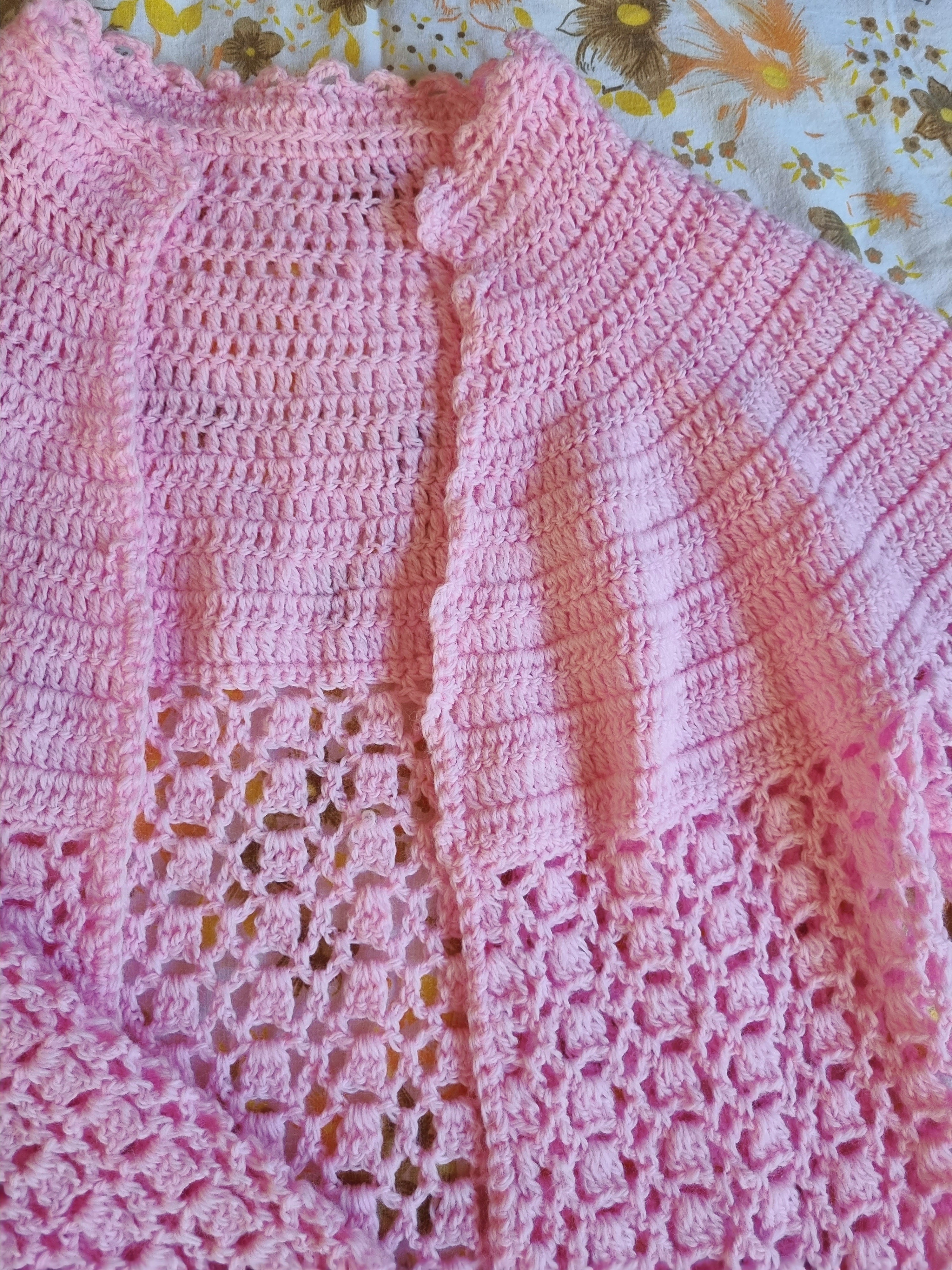 Pink Crochet Bed Jacket M L Nanna Bangles