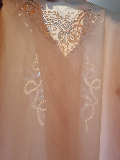 Vintage Blouse - Pale Pink With Embroidered Details (12-14)