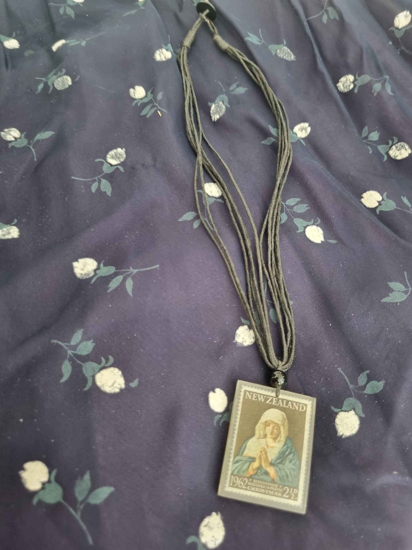 NZ Stamp Necklace - Madonna  In Prayer 1962