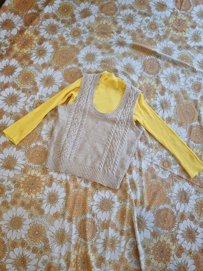 Cableknit Vest - Oatmeal (Size 14-16