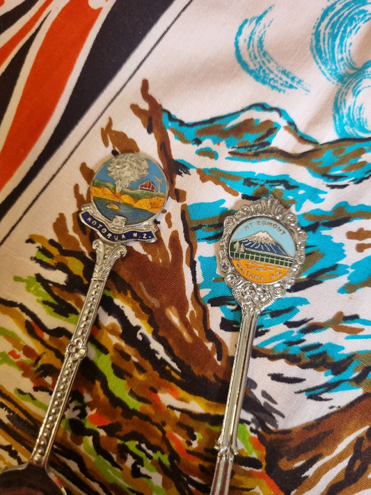 Souvenir Teaspoons - Rotorua and Mt Taranaki