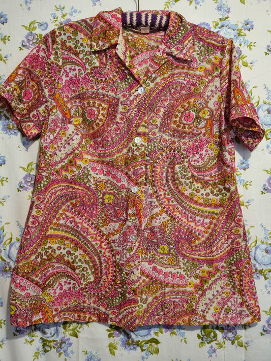 Vintage Bright Funky Blouse (12-14)
