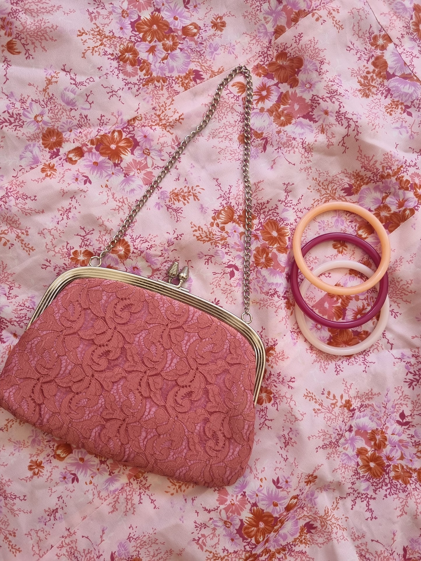 Vintage Purse - Dusky Pink Lace