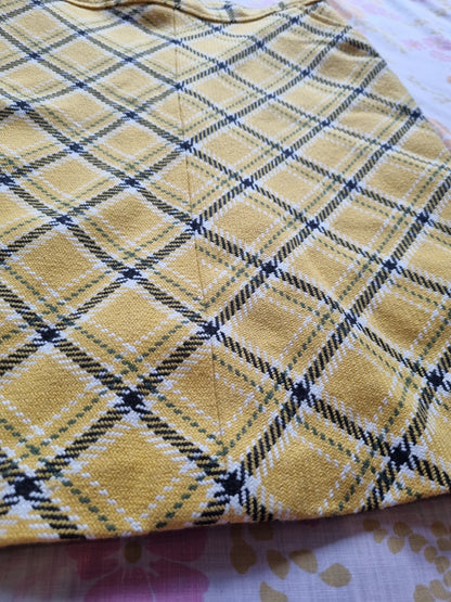 True Vintage Yellow Plaid Wool Skirt (S)