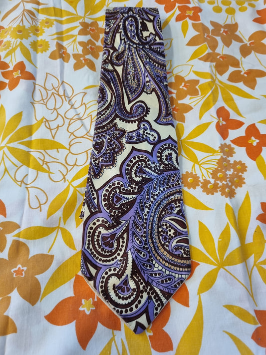 Vintage Tie - Paisley - Purple, Browns, and Cream