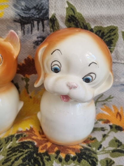 Vintage Salt and Pepper Shakers - Cat and Dog - Made in Japan