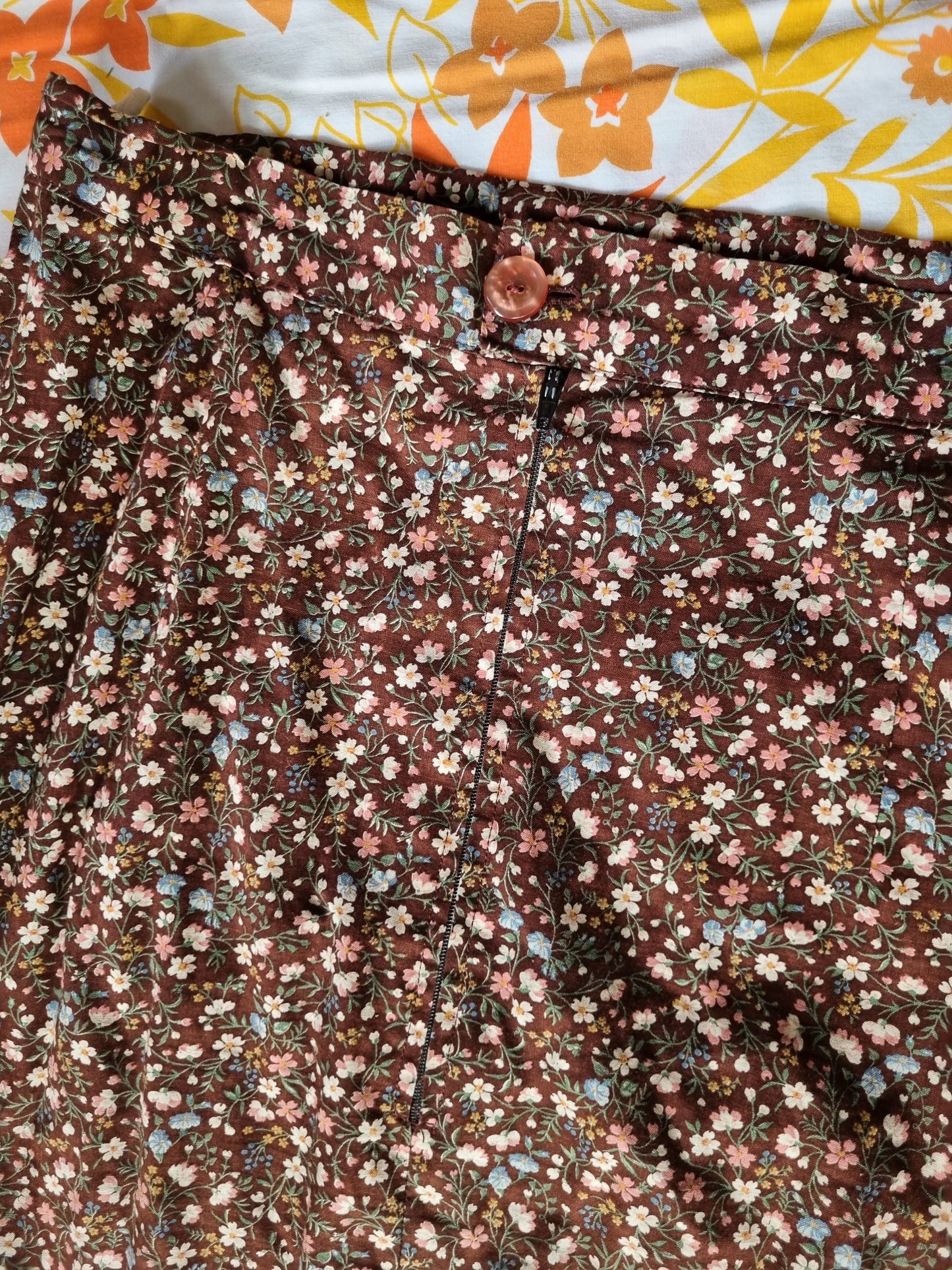 Brown Floral Maxi-Skirt (Brown)