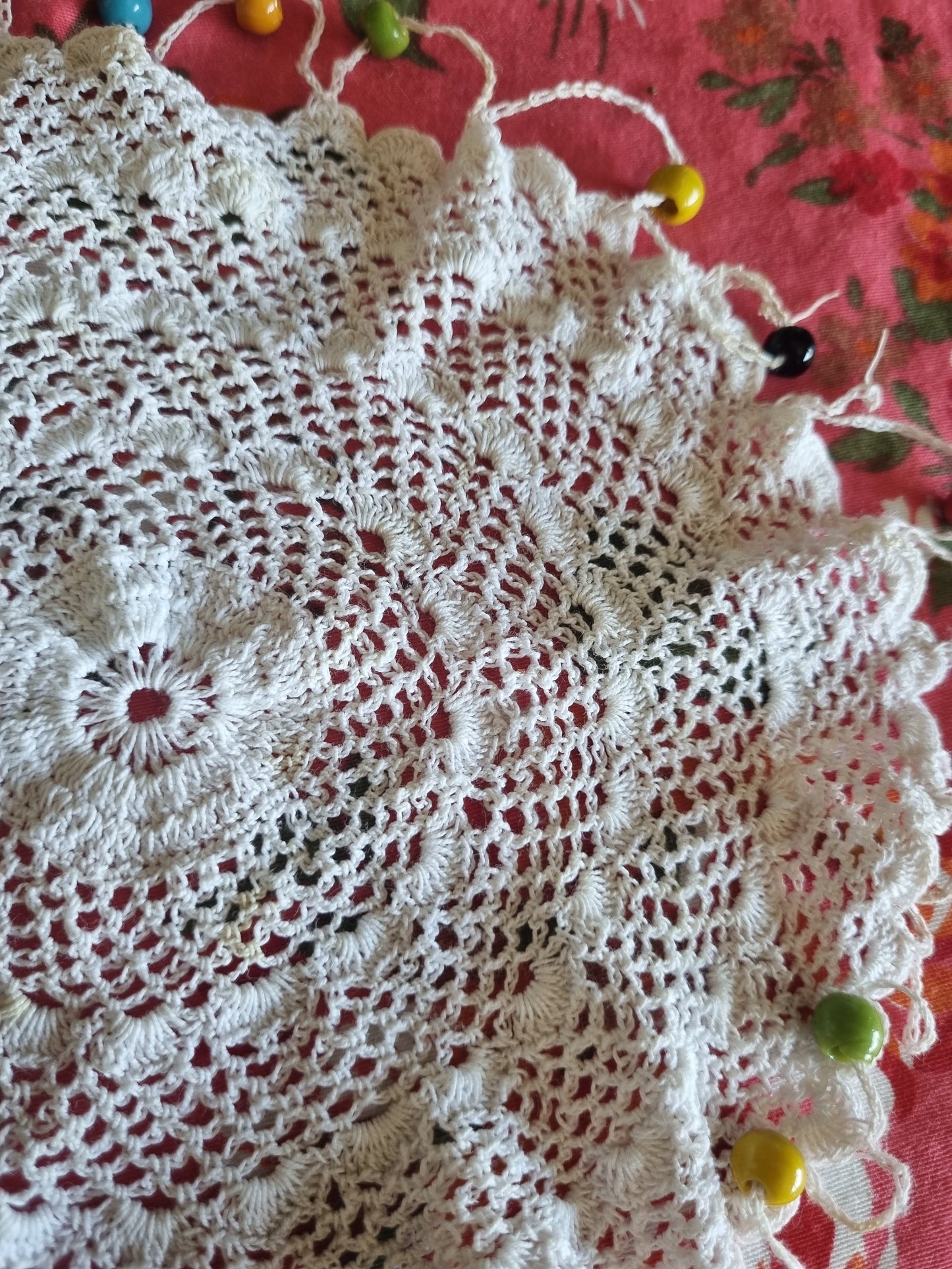 Vintage Doily Jug Covers - Glass Beads (x2)