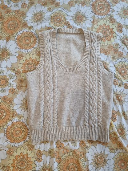 Cableknit Vest - Oatmeal (Size 14-16