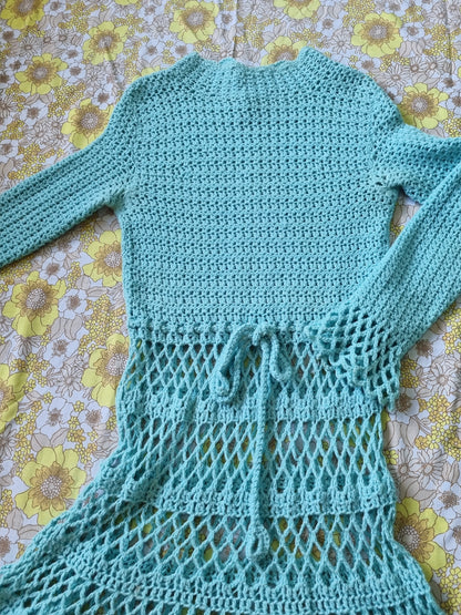 Vintage Crochet Wool Dress (Blue)