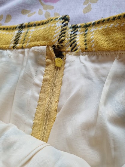 True Vintage Yellow Plaid Wool Skirt (S)